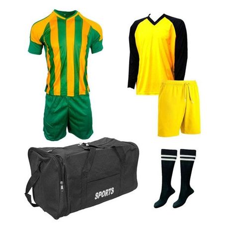 Soccer Kit Set with Kit Bag for Junior Football Team of 15 - Yellow/Green