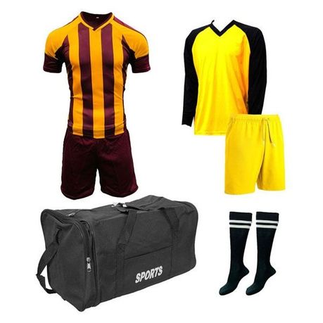 Soccer Kit Set with Kit Bag for Junior Football Team of 15 - Yellow/Maroon
